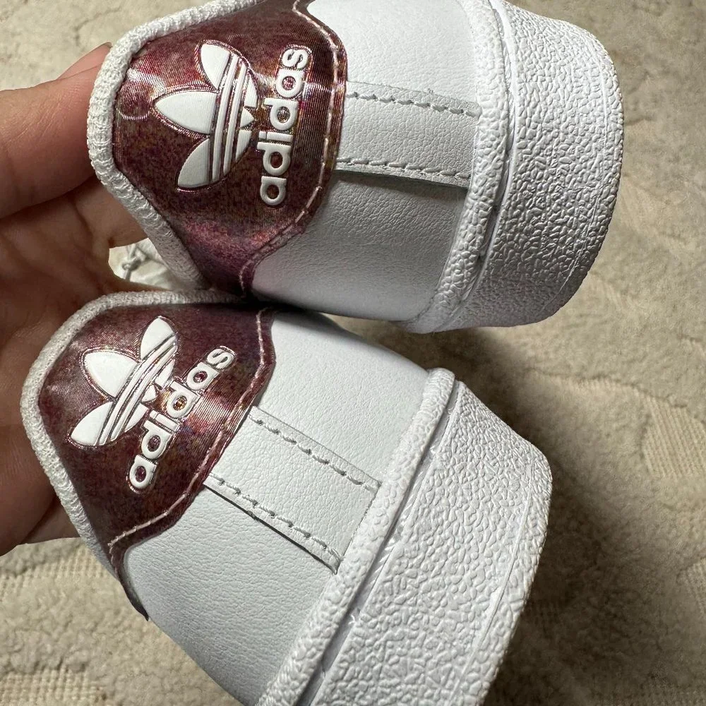 adidas ortholite girls pink shimmer Lace‎ Up Superstar Crib Sneaker Shoes NWT 13 - Picture 7 of 9